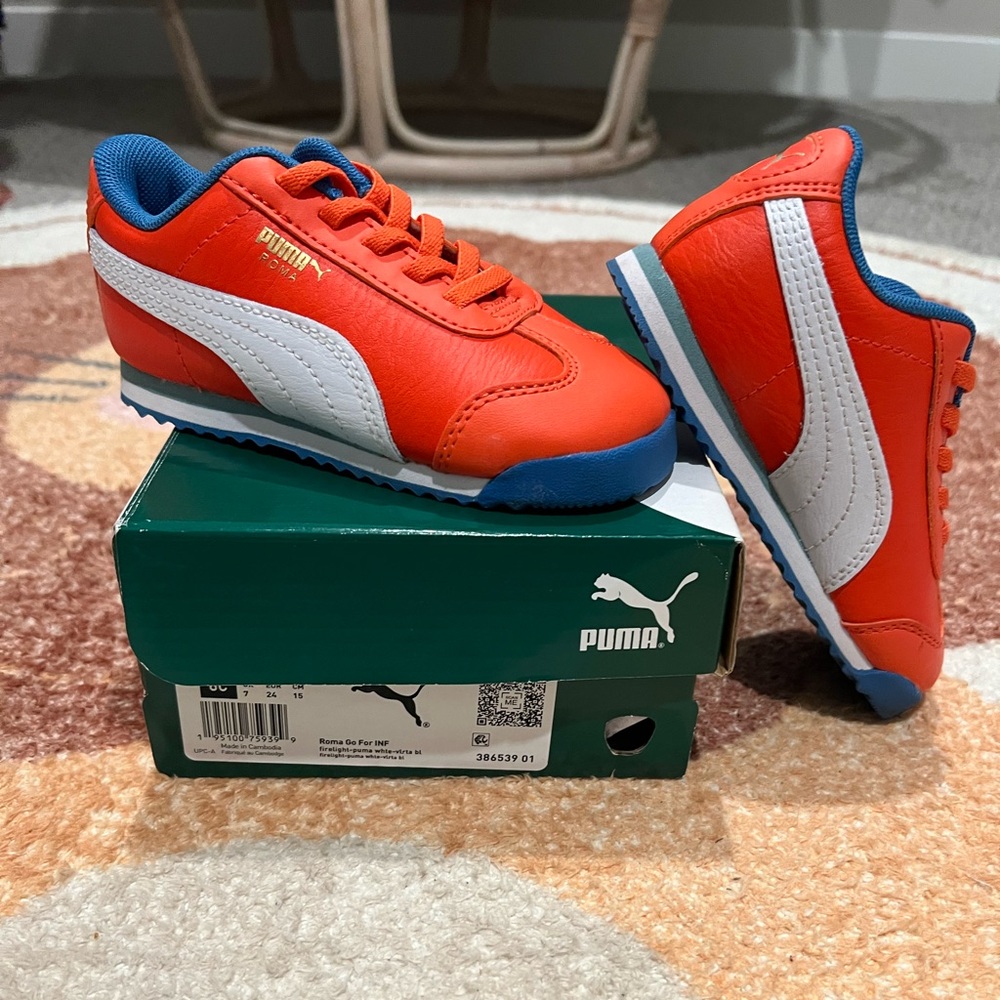 Puma Kids Orange, White & Blue Retro Runner Sneakers